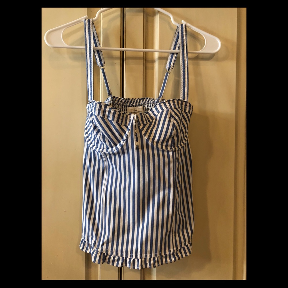 Abercrombie Blue/White Striped Top, Size Medium
